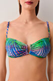 Suwen Palm Metal Aksesuarlı Straplez Bikini Üst