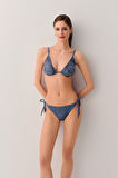 Suwen Denim Üçgen Bikini Üst