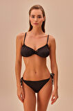 Suwen Line Lurex Önü Drapeli Parlak Bikini Üst