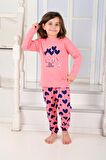 Kız Çocuk Uzun Kollu Pijama Takımı Ballon Hearth Somon