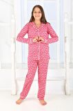 Düğmeli Kız Uzun Kollu 'Hoho' Model Pijama Takımı