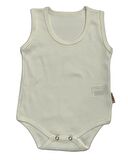 Çıtçıtlı  Bebek Body Zıbın Askılı Düz Ekru Renk