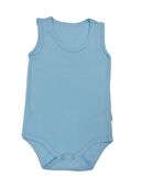 Çıtçıtlı  Bebek Body Zıbın Askılı Düz Mavi Renk