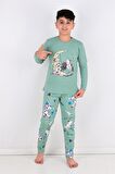 Far Out Uzun Kollu Erkeke Çocuk Pijama Takımı Yeşil