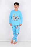 Far Out Uzun Kollu Erkeke Çocuk Pijama Takımı Mavi