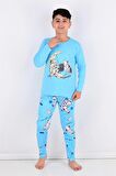 Far Out Uzun Kollu Erkeke Çocuk Pijama Takımı Mavi