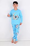 Far Out Uzun Kollu Erkeke Çocuk Pijama Takımı Mavi