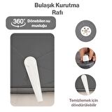 Porsima AKL-060 Gri Lüks Tabaklık Bulaşıklık-Yönlendirilebilir Su Akıtma Kanallı Bulaşık Sepeti-Kaşıklıklı