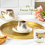 Porsima Seren Altın Yaldızlı 6 Kişilik Fincan Seti 12 Parça Türk Kahvesi Takımı Kahve Fincanı