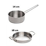 Porsima Paslanmaz Çelik Kaçerola ve Sahan Seti - Yumurta Sahan ve Sos Tavası 14-18 cm