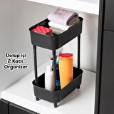 Porsima 1131 İki Katlı Raf - Çok Amaçlı Mutfak Banyo Düzenleyici Organizer - Siyah