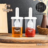 Porsima 0520 2'li Etiketli Silikon Fırçalı Yağlık - Sosluk-Yağdanlık Erzak Saklama Kabı 350cc - Beyaz