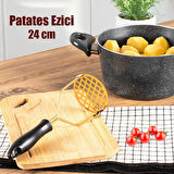 Porsima Patates Ezici Paslanmaz Metal Patates Ezici Püre Yapıcı Renkli Patates Ezeceği 24cm - Siyah