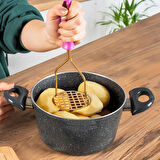 Porsima Patates Ezici Paslanmaz Metal Patates Ezici Püre Yapıcı Renkli Patates Ezeceği 24cm - Mor
