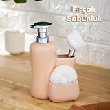Porsima 277744 Tezgah Üstü Pudra Sıvı Sabunluk Fırçalı Süngerlikli Sabunluk (550ml) 20cm