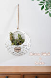 Porsima 2065 Beyaz Dekoratif Çok Amaçlı Saksılık Hasır Modelli Saksı Çiçeklik 25x25cm