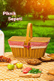 Porsima 2079 Dökdörtgen Hasır Görünümlü Piknik Sepeti Piknik Çantası 42x37cm