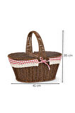 Porsima 2080 Oval Hasır Görünümlü Piknik Sepeti Piknik Çantası 41x35cm