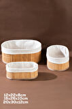 Posima 2082 Oval 3lü Pinterest Sepet Bambu Sepet seti Dekoratif Banyo Mutfak Düzenleyici Organizeri 