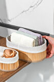 Posima 2082 Oval 3lü Pinterest Sepet Bambu Sepet seti Dekoratif Banyo Mutfak Düzenleyici Organizeri 