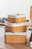 Posima 2083 Kare 3lü Pinterest Sepet Bambu Sepet seti Dekoratif Banyo Mutfak Düzenleyici Organizeri