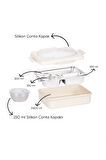 Porsima 3111 Paslanmaz Çelik 3 Bölmeli Vakumlu Yemek Termosu Beslenme Kutusu Taşınabilir Lunch Box Sefer Tası - Krem