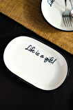 Tabak Evi Motto Gift Kayık Tabak Tekli 18x11x2cm