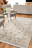 Etro ET003A Krem Klasik Modern Çerçeveli Etnik Desen Parlak Ağır Salon Halısı İpek Serisi