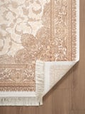 Imperial Luxe IL005S Krem Çerçeveli Göbekli Halı Klasik Desen 100 Tarak Bambu Viskon İpek Serisi