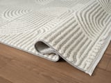 Wool WL012A Gri Beyaz Modern Desen Kabartmalı Doku Pamuk Tabanlı Kaymaz Salon Halı