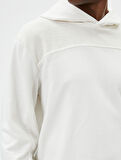 Kapşonlu Sweatshirt Dokulu Dikiş Detaylı Uzun Kollu