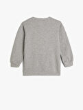 Sweatshirt Basketbol Temalı Pullu Payetli Uzun Kollu Bisiklet Yaka  Şardonlu 