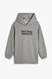 Koton Erkek Çocuk Kapşonlu Sweatshirt Uzun Kollu Slogan İşlemeli Şardonlu