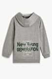 Koton Erkek Çocuk Kapşonlu Sweatshirt Uzun Kollu Slogan İşlemeli Şardonlu
