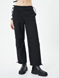 Oversize Paraşüt Pantolon Kat Detaylı Cepli Pamuklu