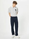 4SAM10100MK Koton Erkek T-shirt BEYAZ ÇİZGİLİ