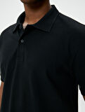 Yakalı Tişört Düğmeli Slim Fit Kısa Kollu