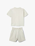 2'li Basic Tişört Şort Seti Baskı Detaylı