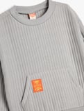 Kapşonlu Basic Sweatshirt Dokulu Kanguru Cepli