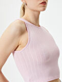 Crop Atlet Kolsuz Halter Yaka Dokulu