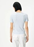 Koton Bisiklet Yaka Mavi Kadın T-Shirt 4SAK50044EK