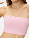 Basic Crop Atlet İnce Askılı Ribanalı Pamuklu Slim Fit