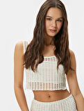 Fileli Crop Atlet Kalın Askılı U Yaka Slim Fit 