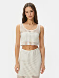 Fileli Crop Atlet Kalın Askılı U Yaka Slim Fit 