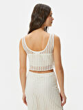 Fileli Crop Atlet Kalın Askılı U Yaka Slim Fit 