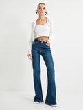 İspanyol Paça Kot Pantolon Slim Fit Standard Bel Esnek Pamuklu Cepli - Victoria Jeans