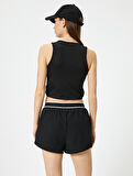 Yanları Pencere Detaylı Spor Crop Atlet Fitilli