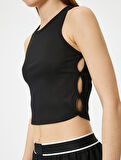Yanları Pencere Detaylı Spor Crop Atlet Fitilli