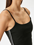 Askılı Kısa Spor Atlet Yanları Çizgili Slim Fit