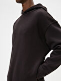 Basic Oversize Hoodie Büzgü Detaylı Uzun Kollu